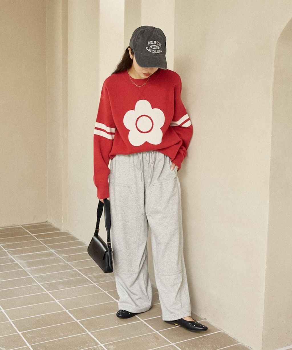 MARY QUANT 花朵logo袖線運動風針織大學T_14