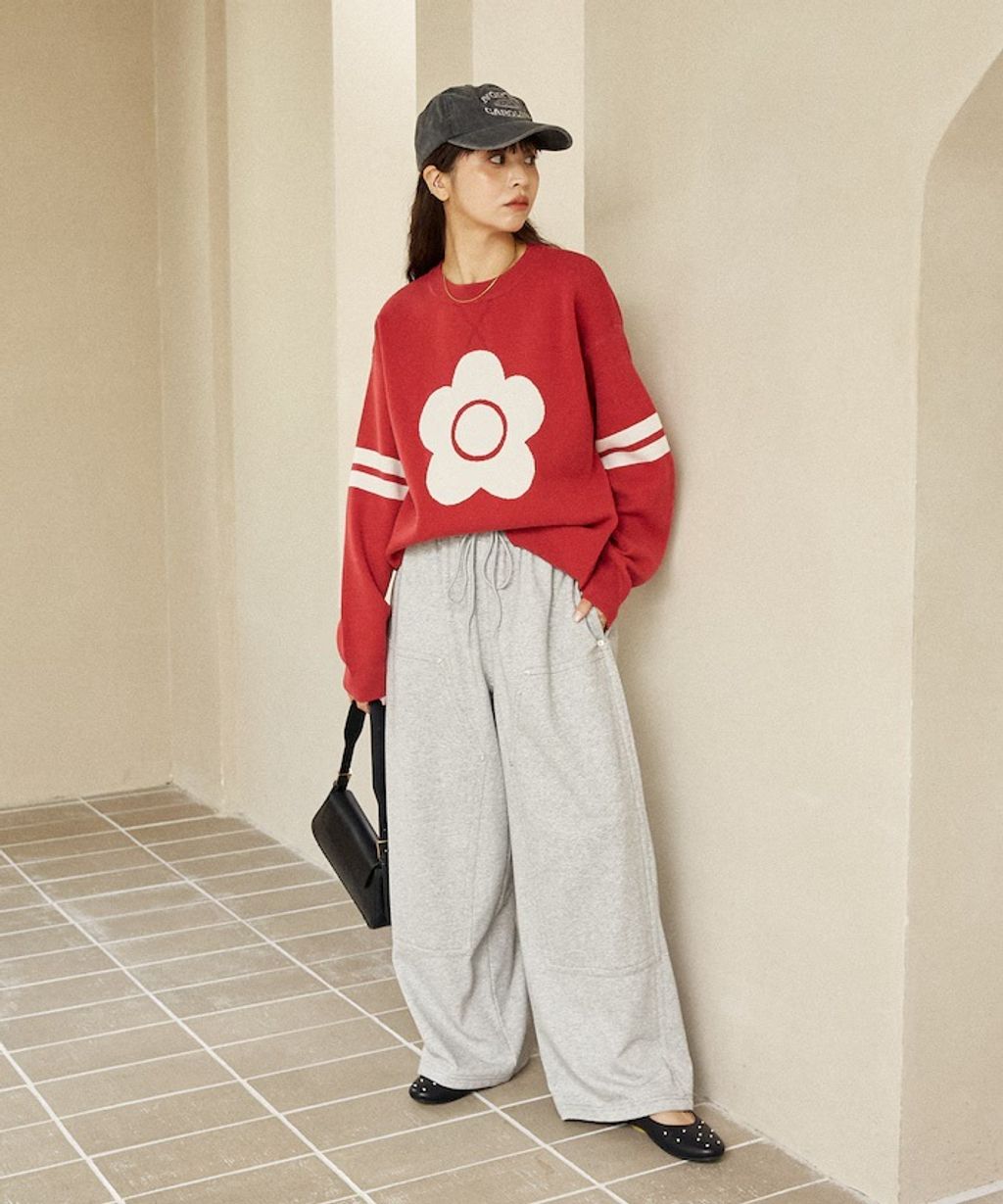 MARY QUANT 花朵logo袖線運動風針織大學T_12