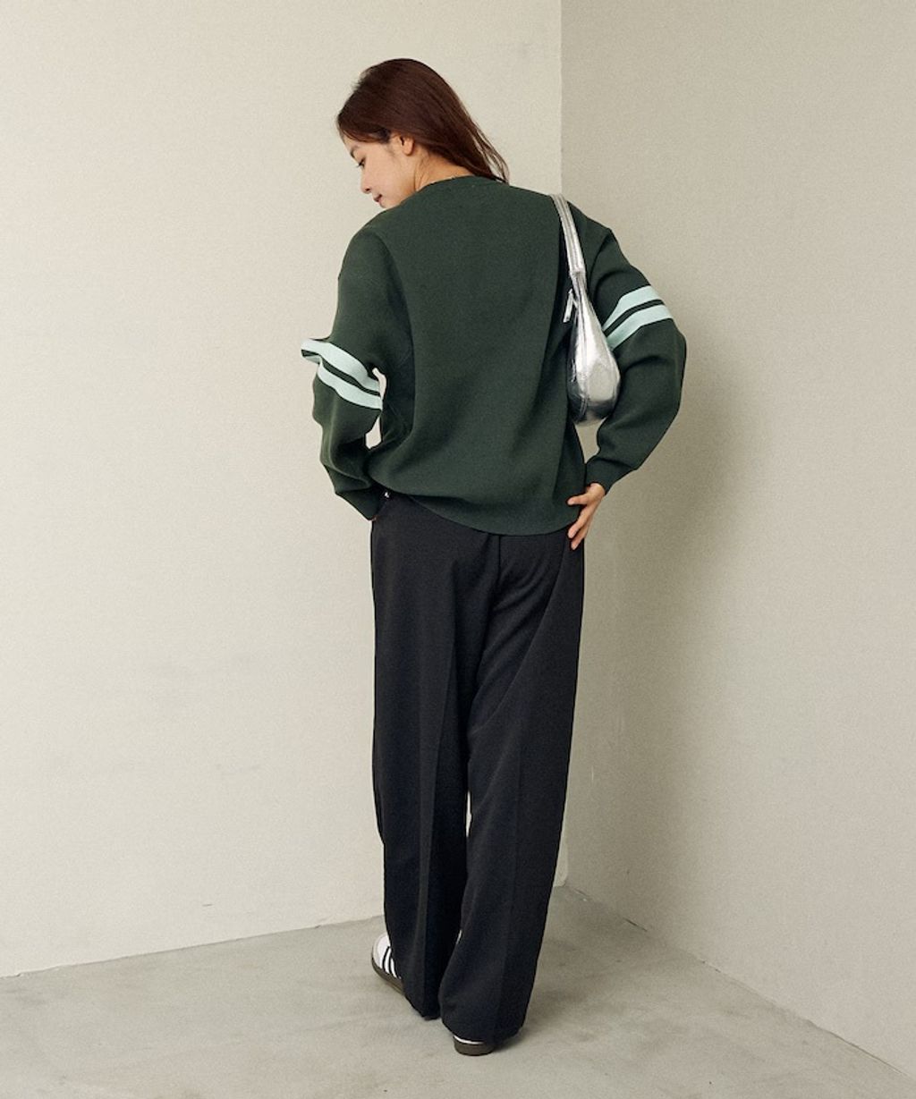 MARY QUANT 花朵logo袖線運動風針織大學T_47