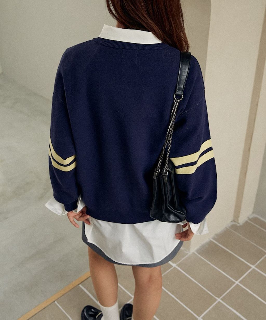 MARY QUANT 花朵logo袖線運動風針織大學T_34