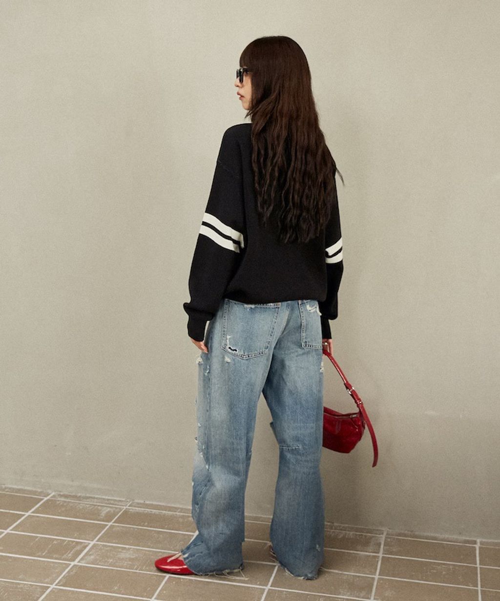 MARY QUANT 花朵logo袖線運動風針織大學T_23