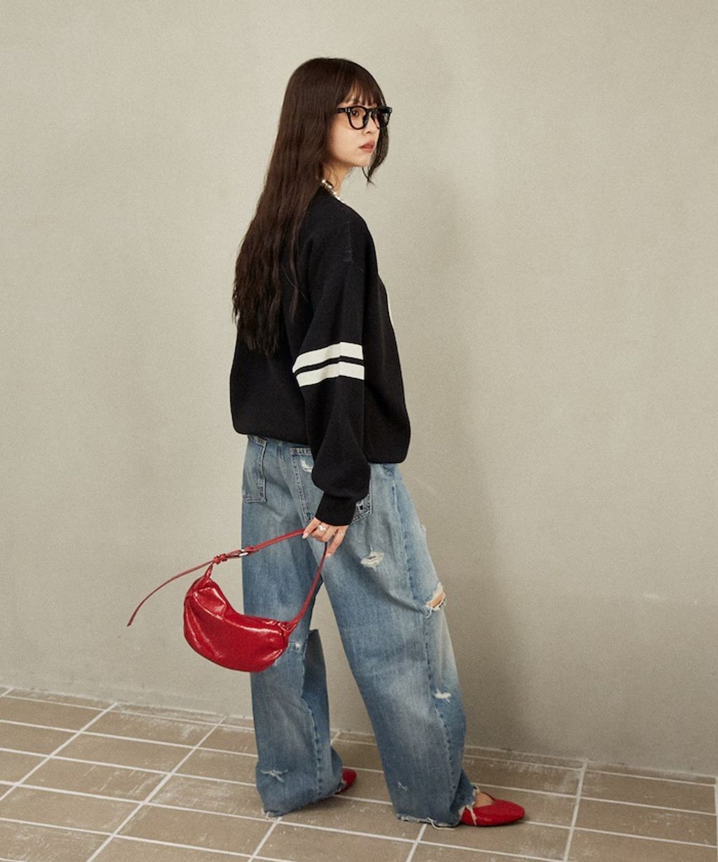 MARY QUANT 花朵logo袖線運動風針織大學T_22