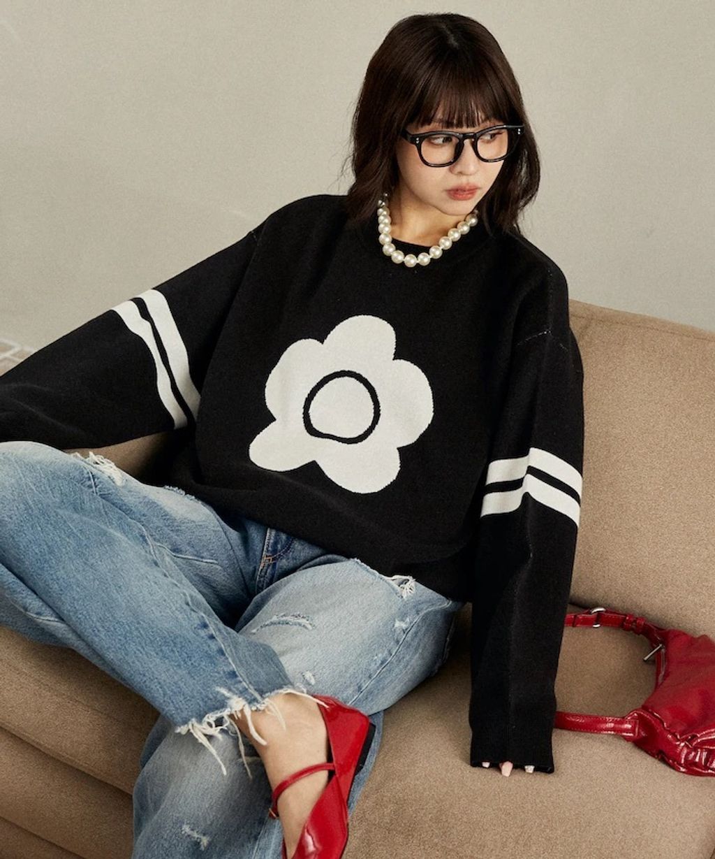 MARY QUANT 花朵logo袖線運動風針織大學T_20