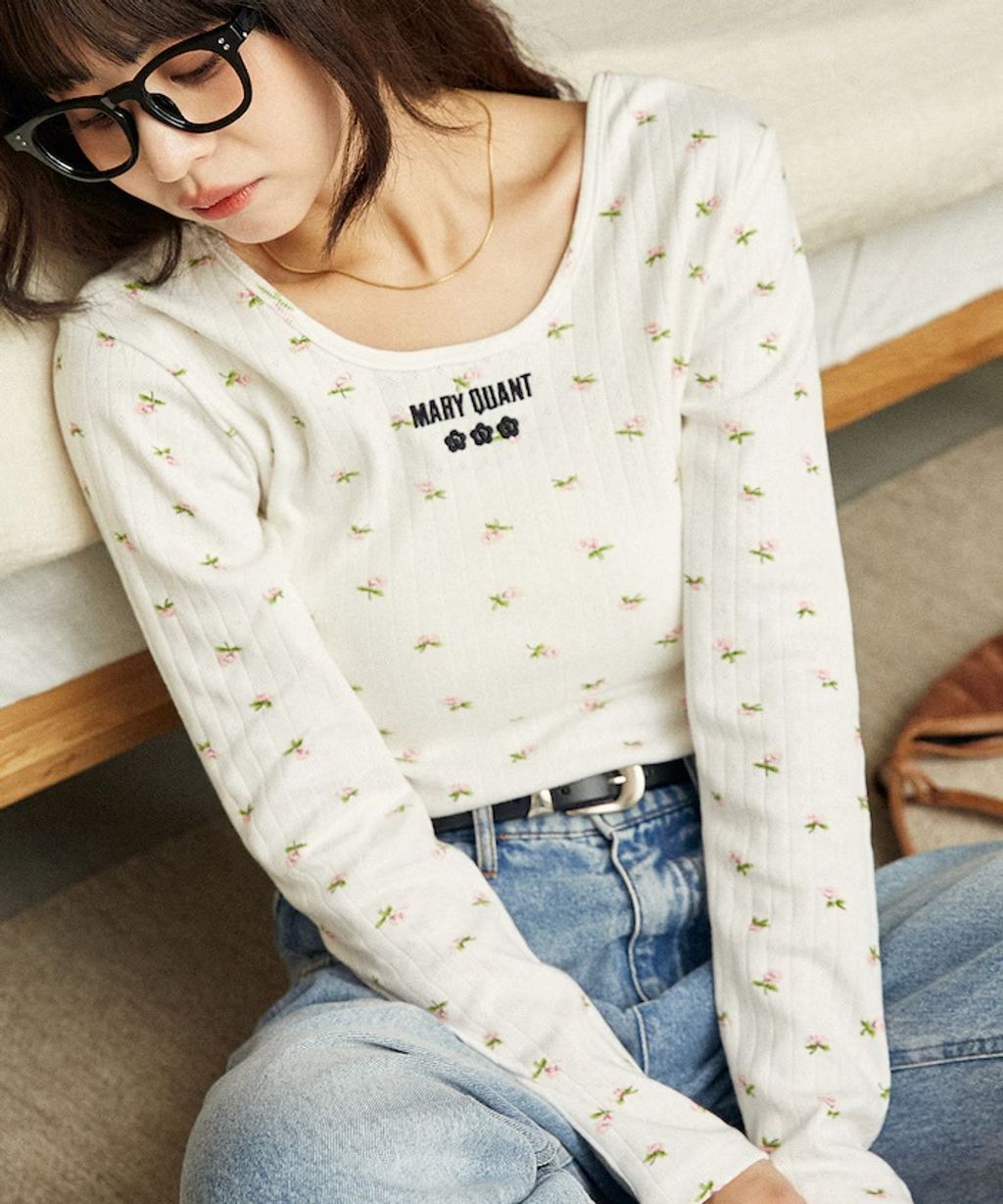 MARY QUANT 單點小雛菊刺繡2WAY前後兩穿針拔羅紋面料_8