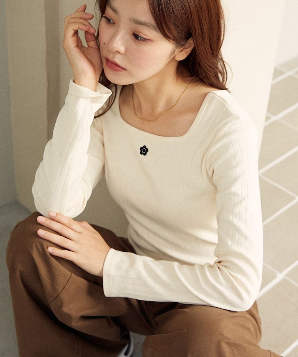 MARY QUANT 單點小雛菊刺繡2WAY前後兩穿針拔羅紋面料_57