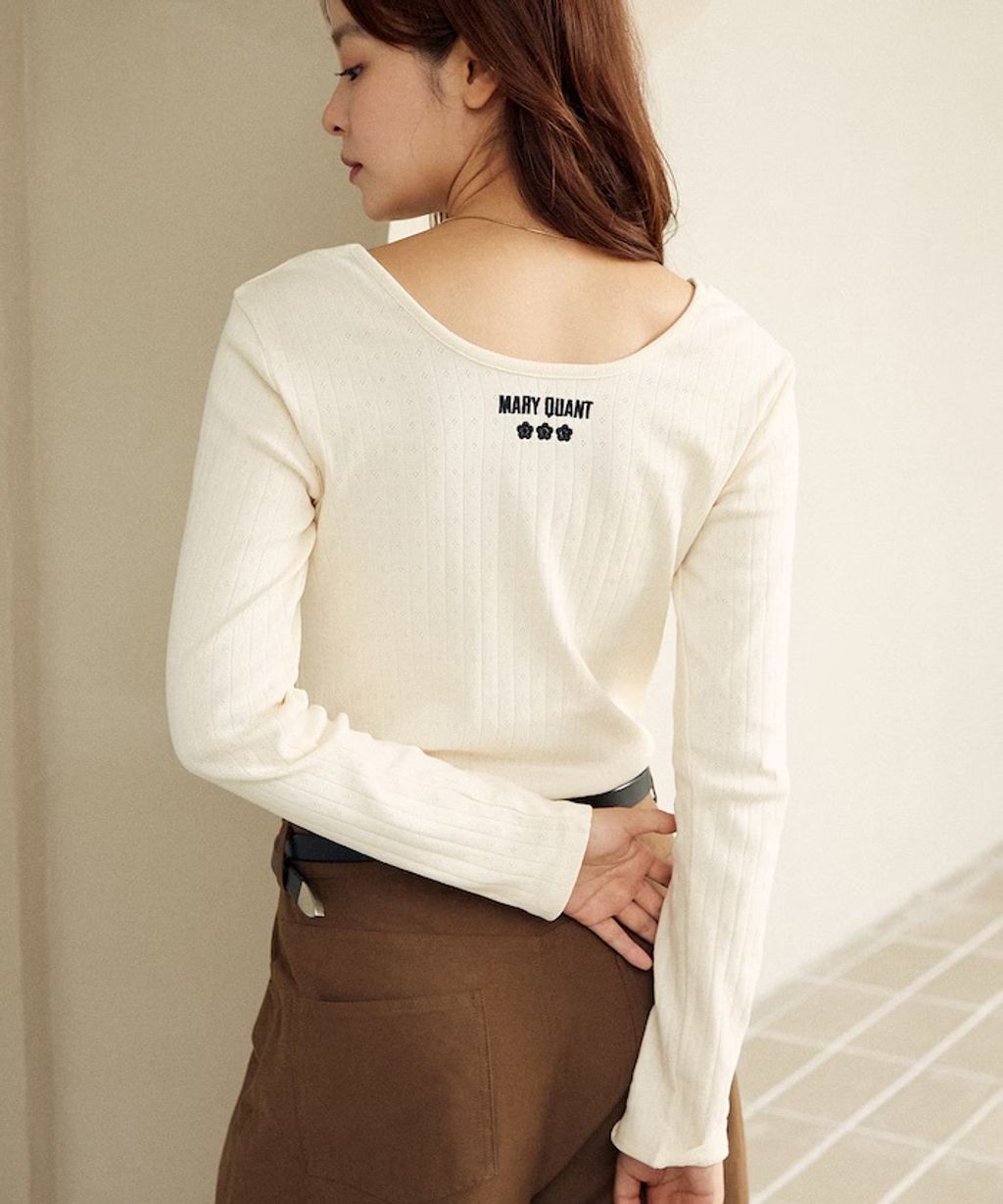 MARY QUANT 單點小雛菊刺繡2WAY前後兩穿針拔羅紋面料_63