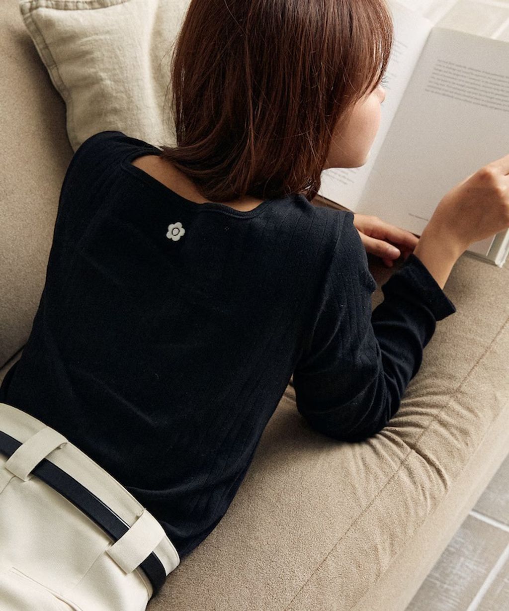 MARY QUANT 單點小雛菊刺繡2WAY前後兩穿針拔羅紋面料_36