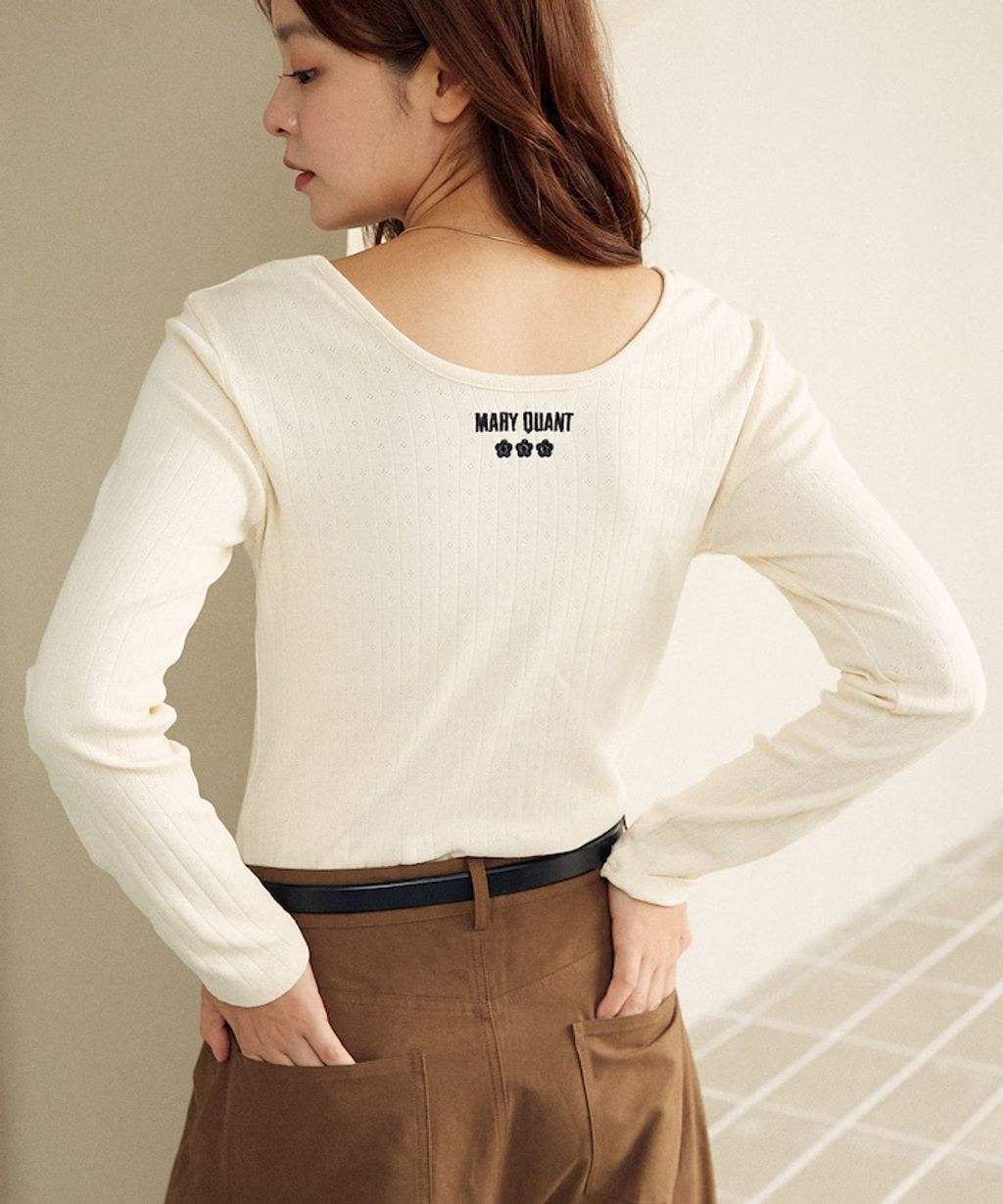 MARY QUANT 單點小雛菊刺繡2WAY前後兩穿針拔羅紋面料_55