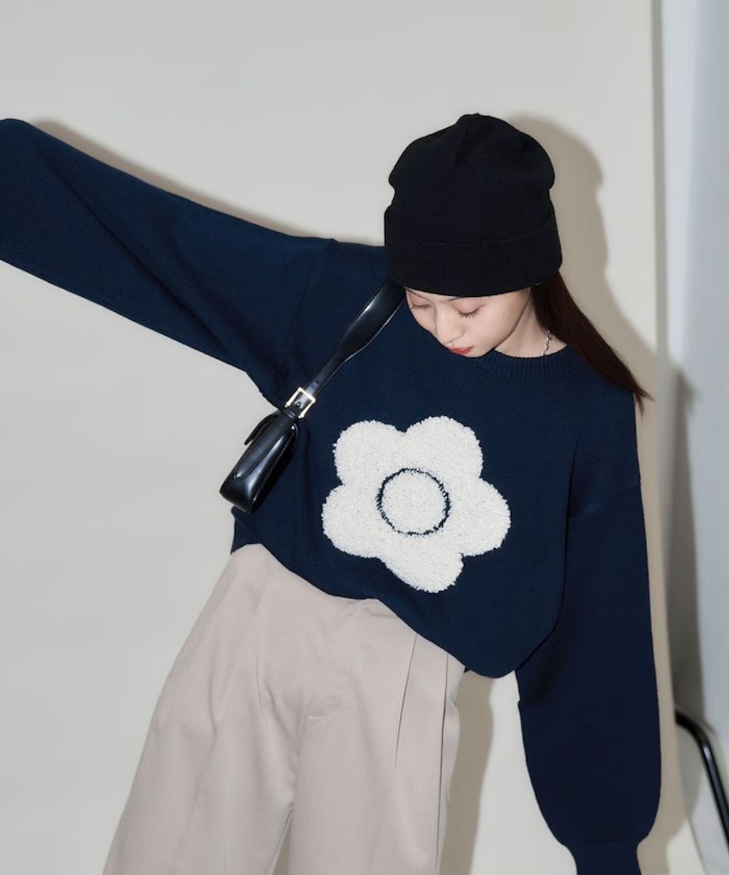 MARY QUANT 相良刺繡花朵提花針織上衣_100