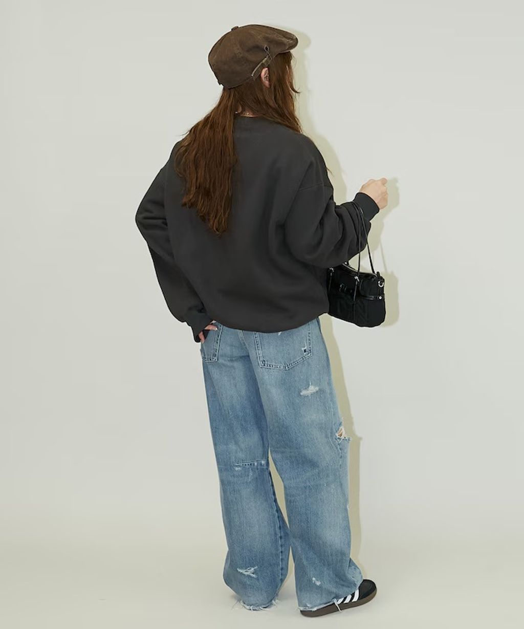 MARY QUANT 經典雛菊圓點布料拼接Oversize大學T_74