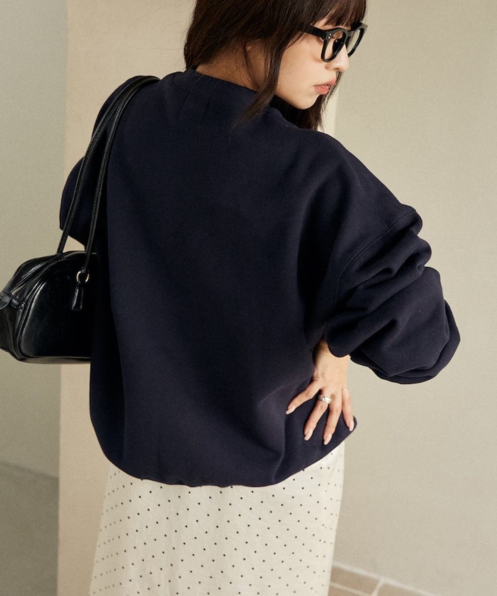 MARY QUANT 經典雛菊圓點布料拼接Oversize大學T_45