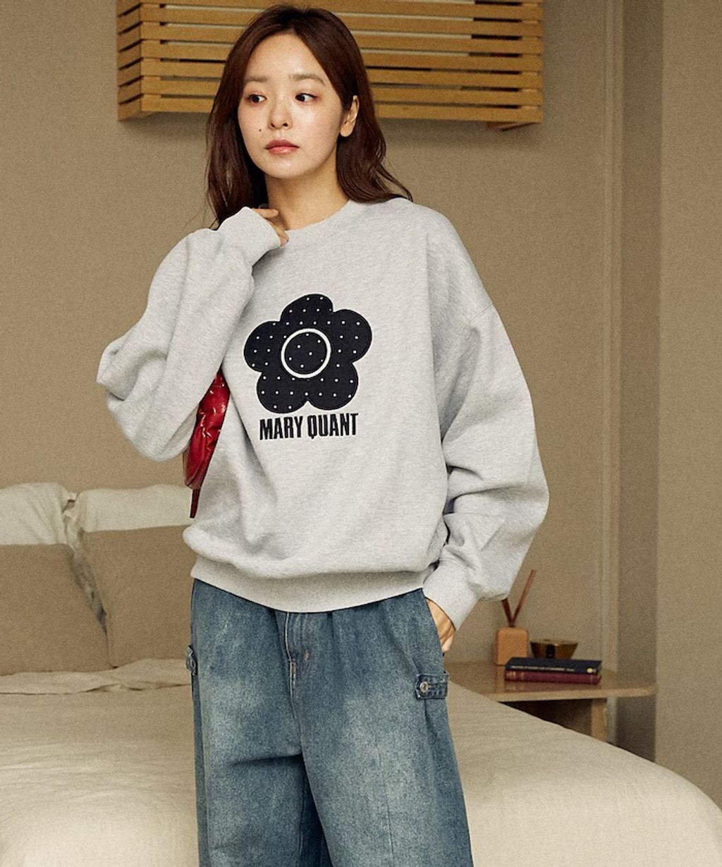 MARY QUANT 經典雛菊圓點布料拼接Oversize大學T_20