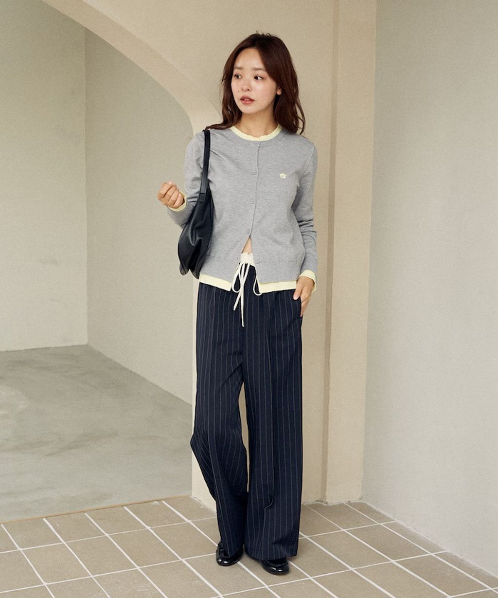 MARY QUANT 雛菊刺繡假兩件修身剪裁針織外套_66