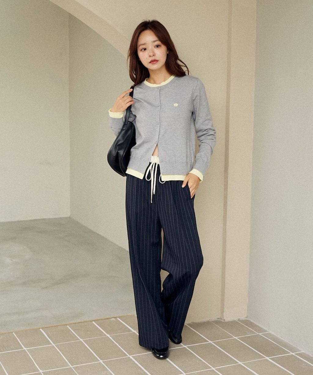 MARY QUANT 雛菊刺繡假兩件修身剪裁針織外套_63