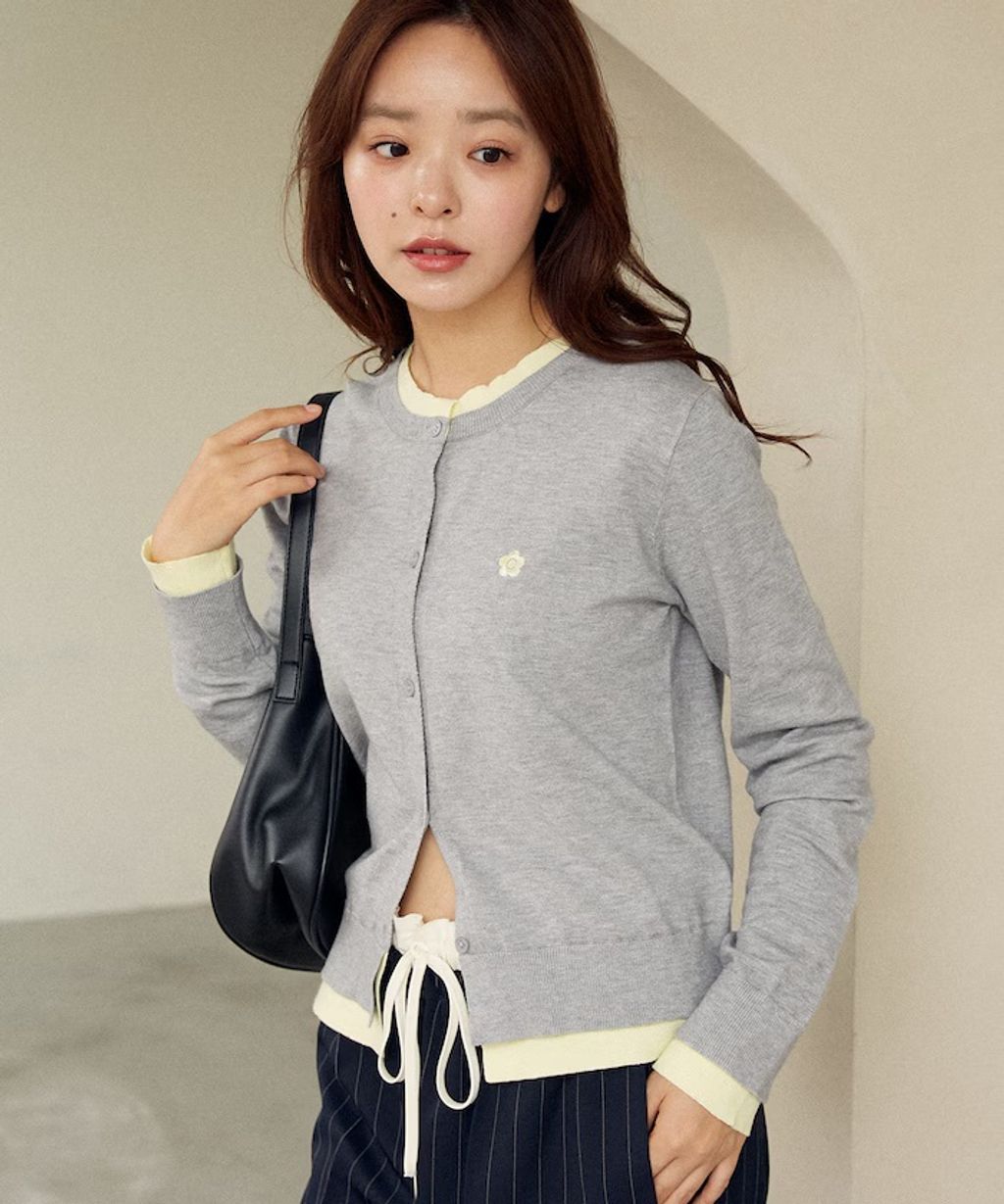 MARY QUANT 雛菊刺繡假兩件修身剪裁針織外套_61