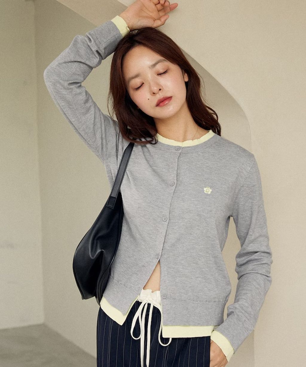 MARY QUANT 雛菊刺繡假兩件修身剪裁針織外套_59