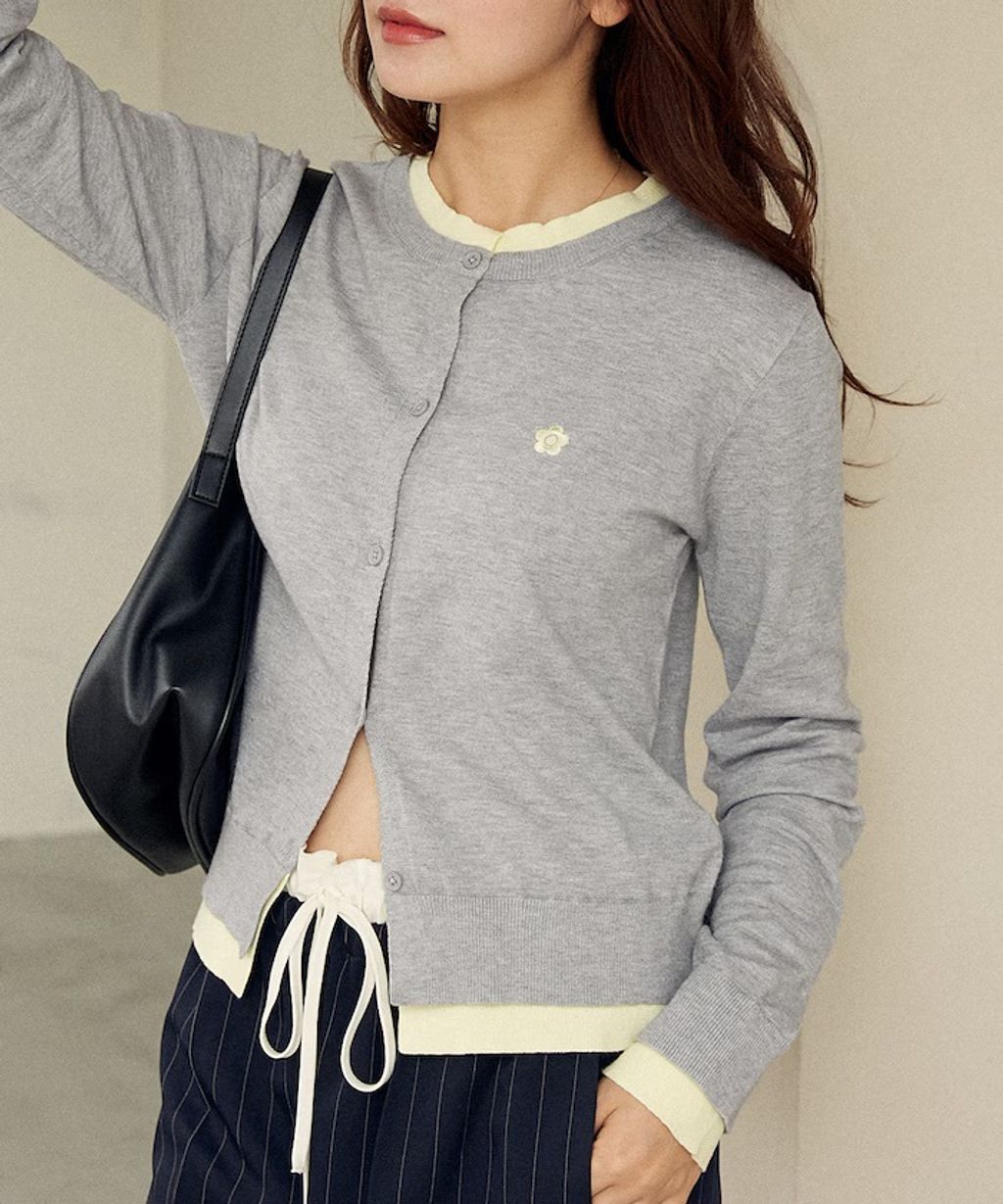 MARY QUANT 雛菊刺繡假兩件修身剪裁針織外套_60