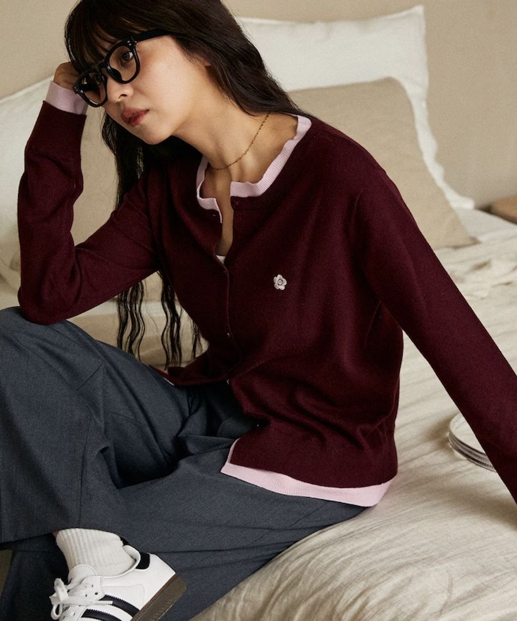 MARY QUANT 雛菊刺繡假兩件修身剪裁針織外套_54