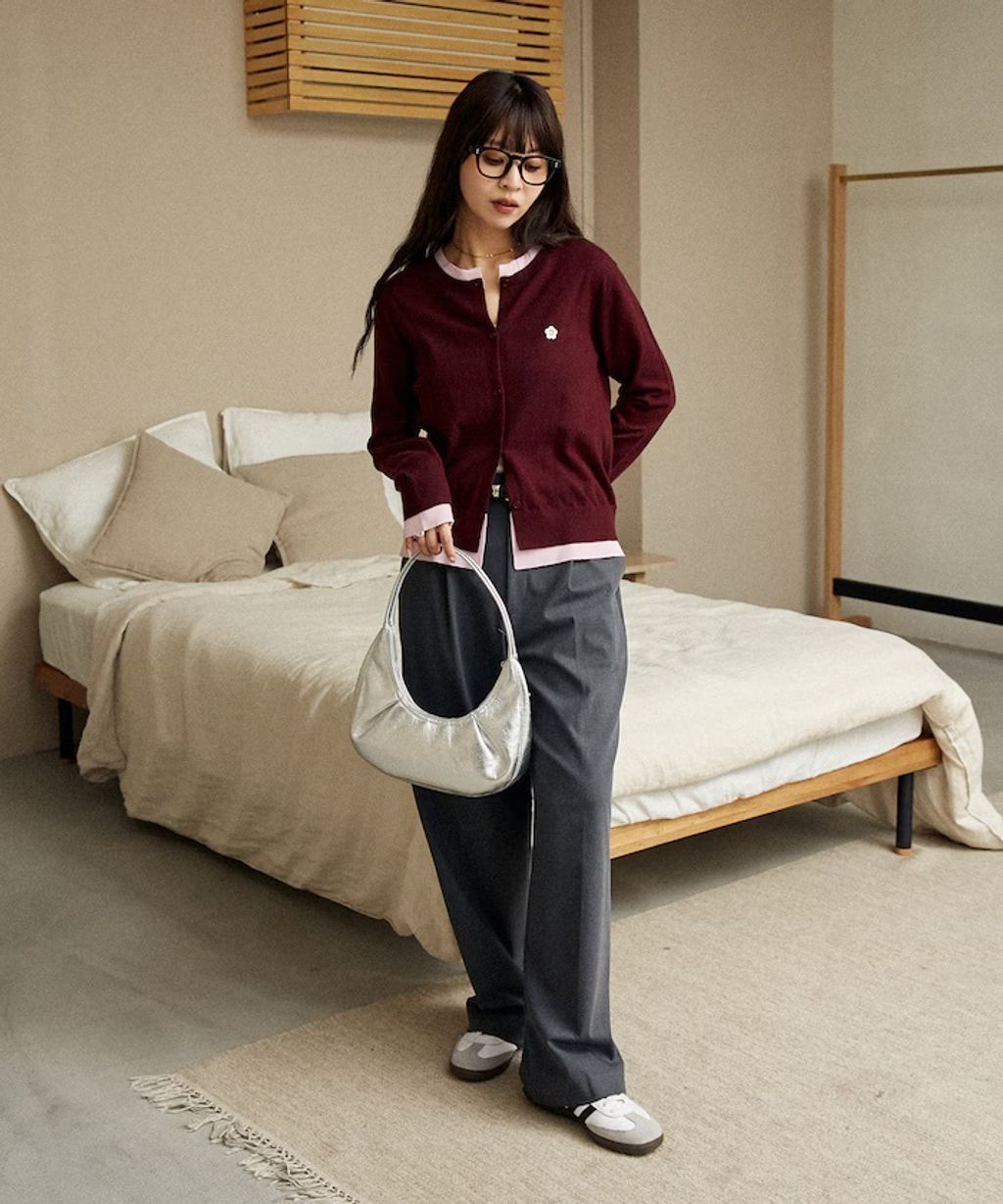 MARY QUANT 雛菊刺繡假兩件修身剪裁針織外套_49