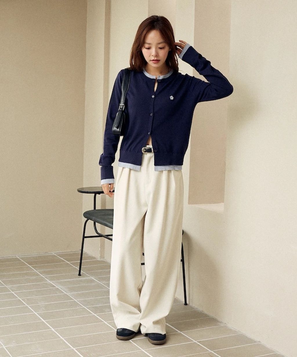 MARY QUANT 雛菊刺繡假兩件修身剪裁針織外套_39