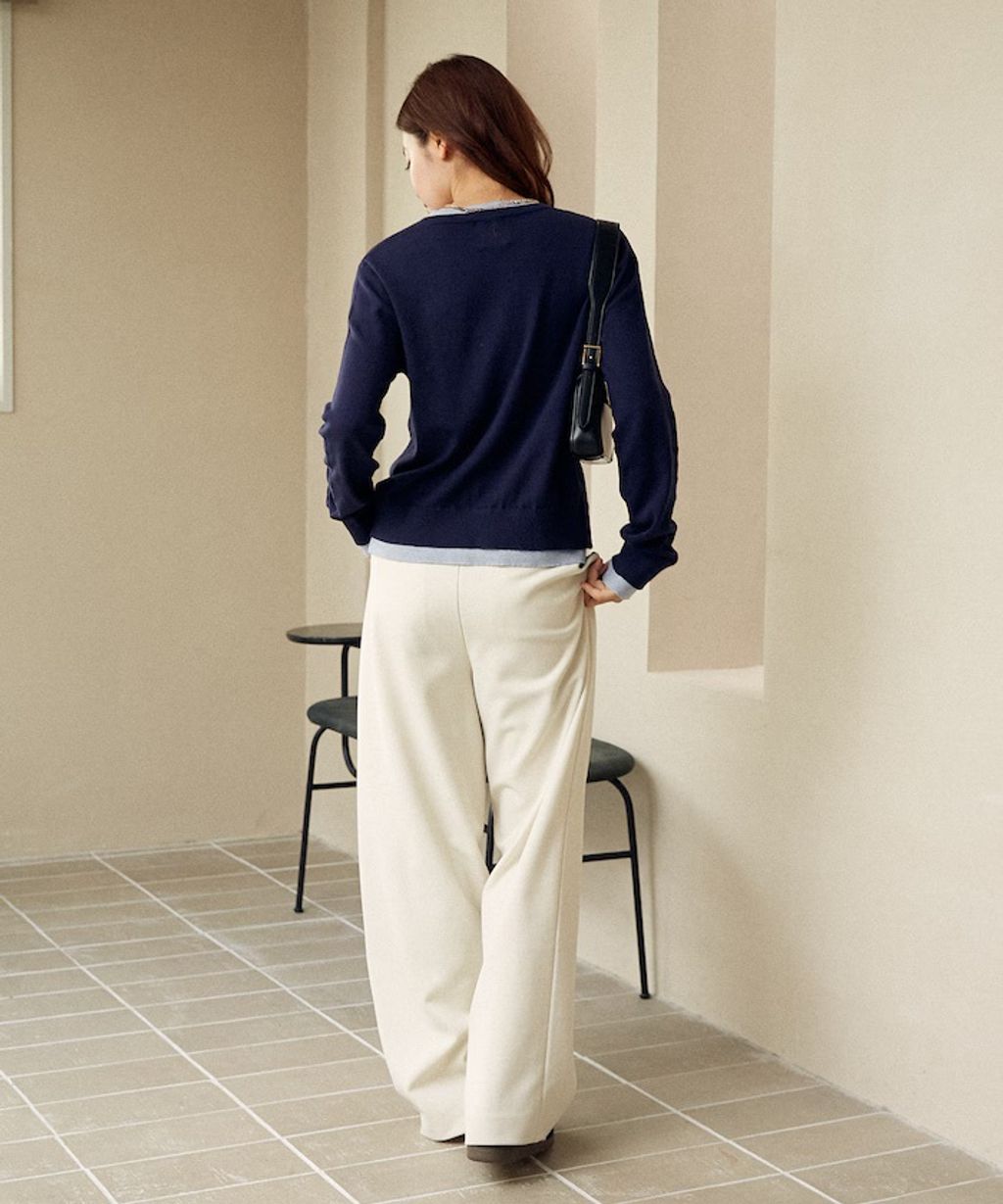 MARY QUANT 雛菊刺繡假兩件修身剪裁針織外套_38