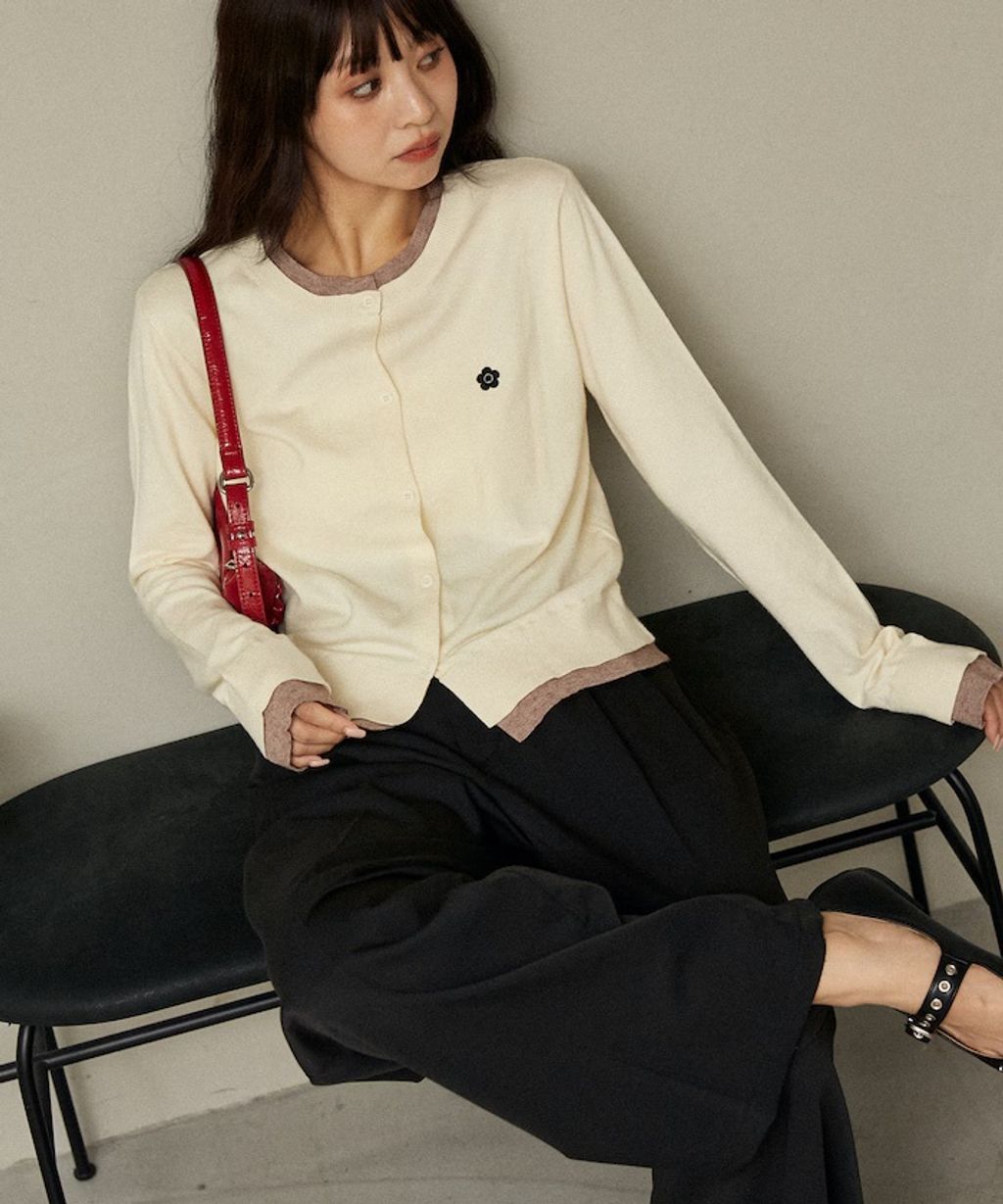 MARY QUANT 雛菊刺繡假兩件修身剪裁針織外套_29