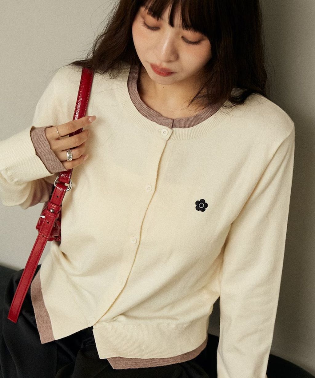 MARY QUANT 雛菊刺繡假兩件修身剪裁針織外套_22