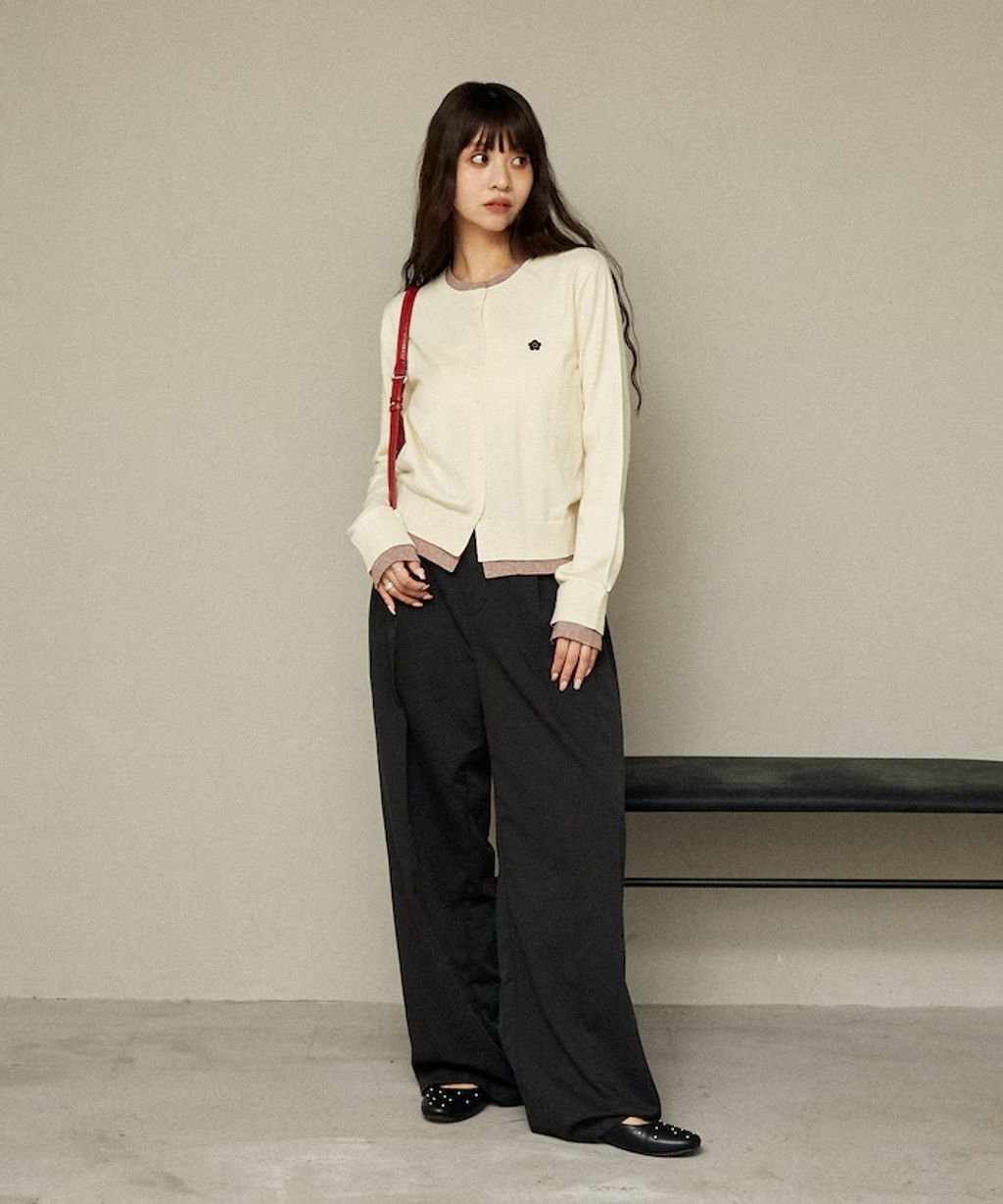 MARY QUANT 雛菊刺繡假兩件修身剪裁針織外套_24