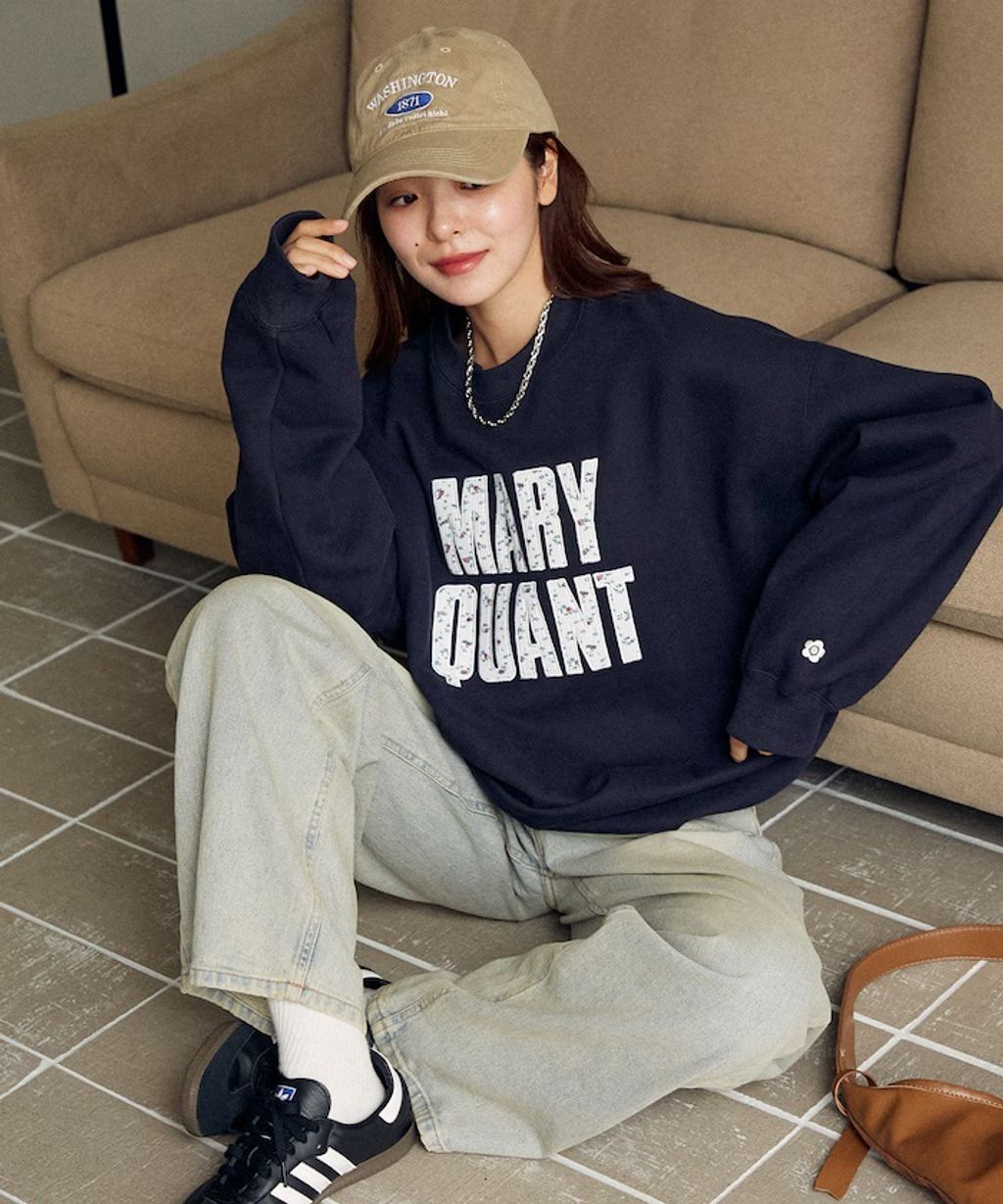 MARY QUANT 雛菊華夫紋logo字樣Oversize大學T_8