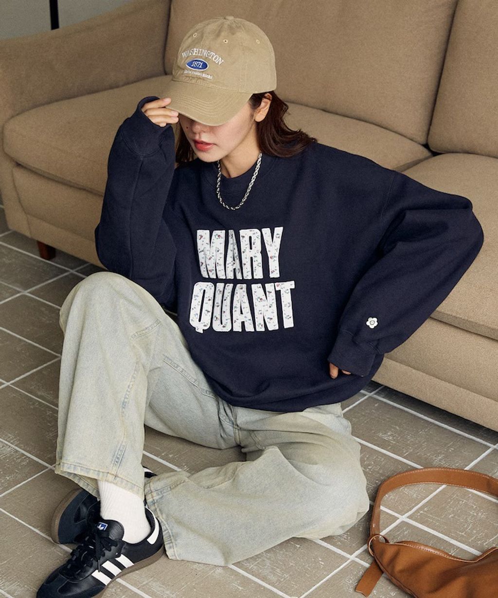 MARY QUANT 雛菊華夫紋logo字樣Oversize大學T_15