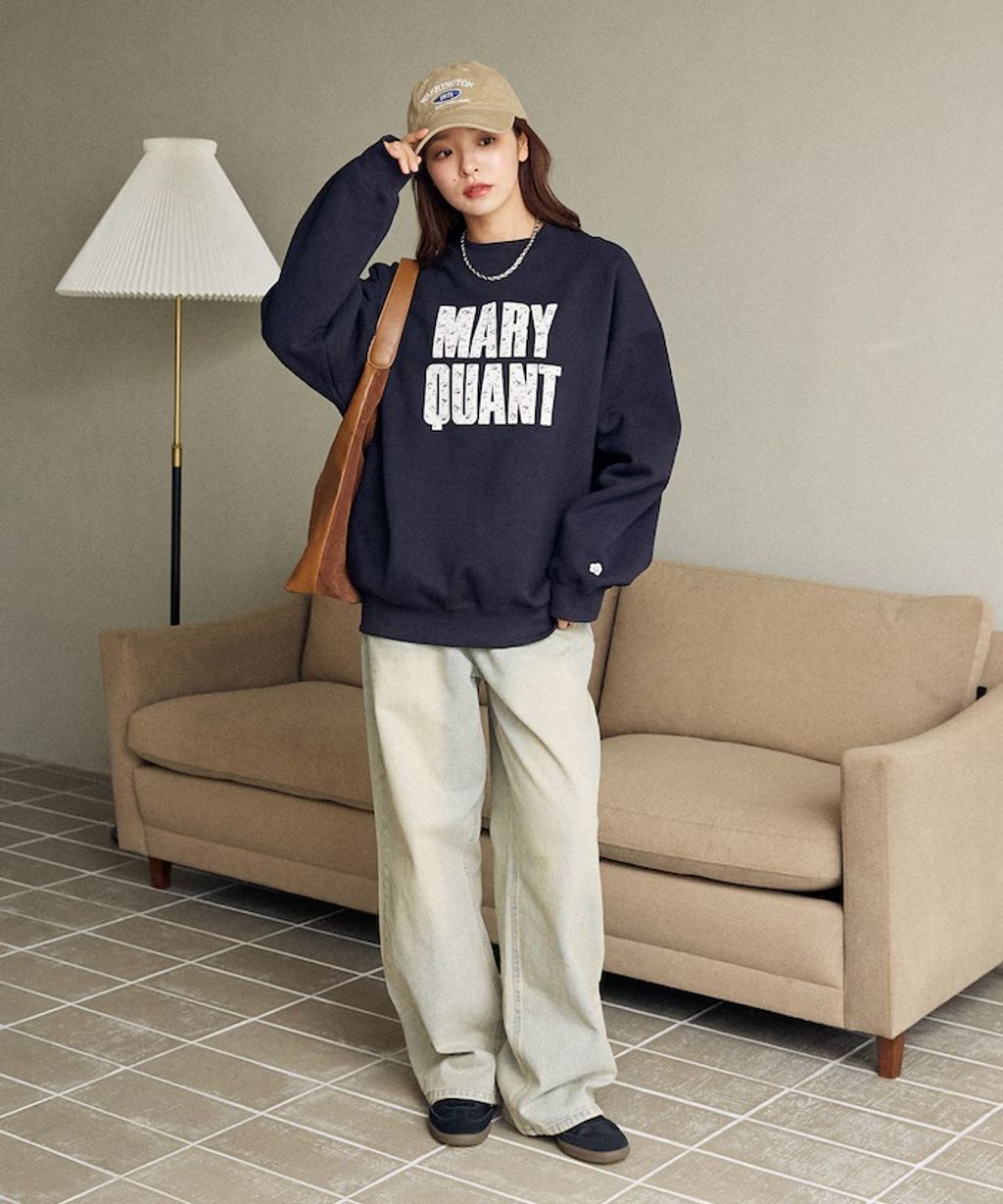 MARY QUANT 雛菊華夫紋logo字樣Oversize大學T_11