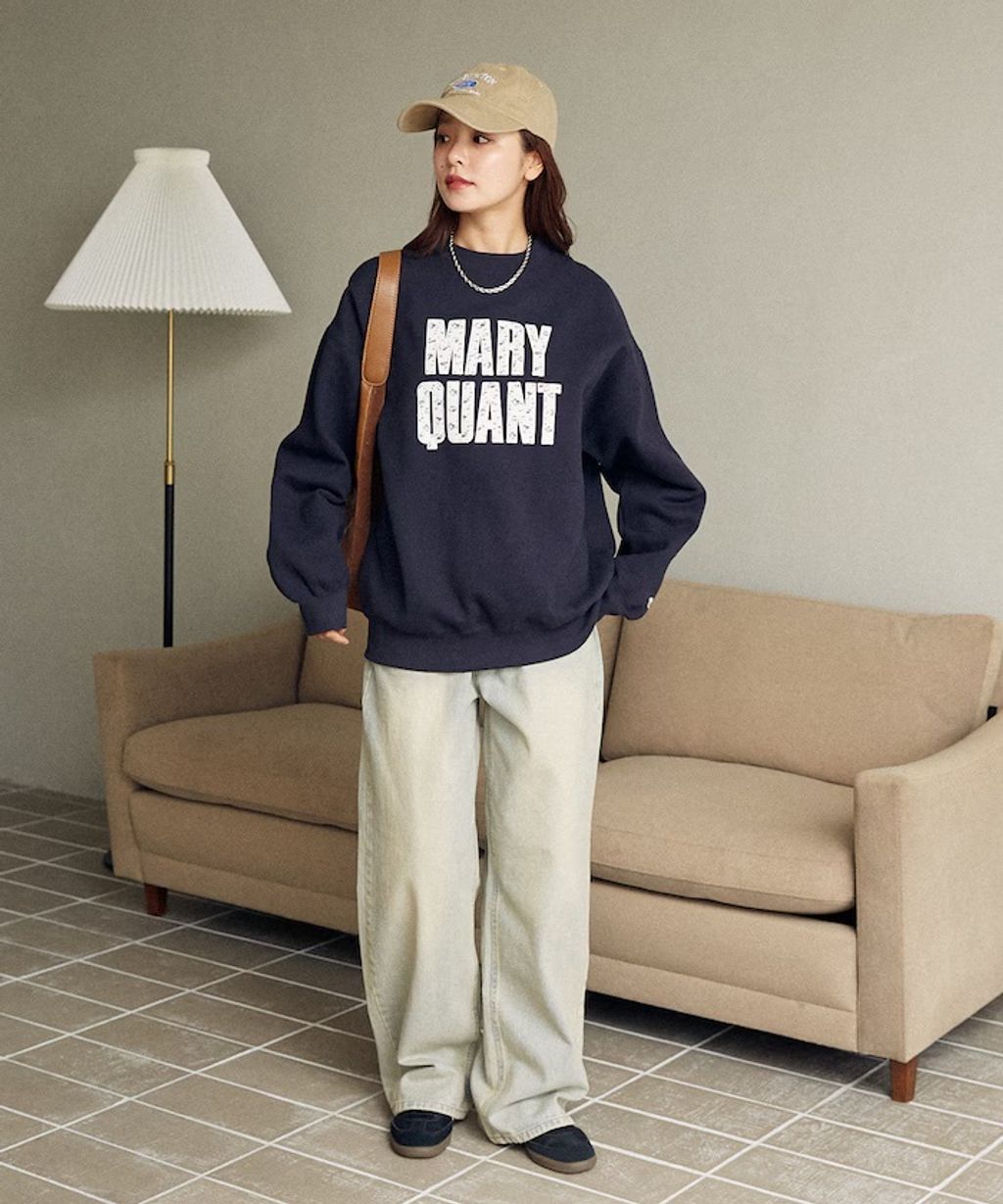 MARY QUANT 雛菊華夫紋logo字樣Oversize大學T_10