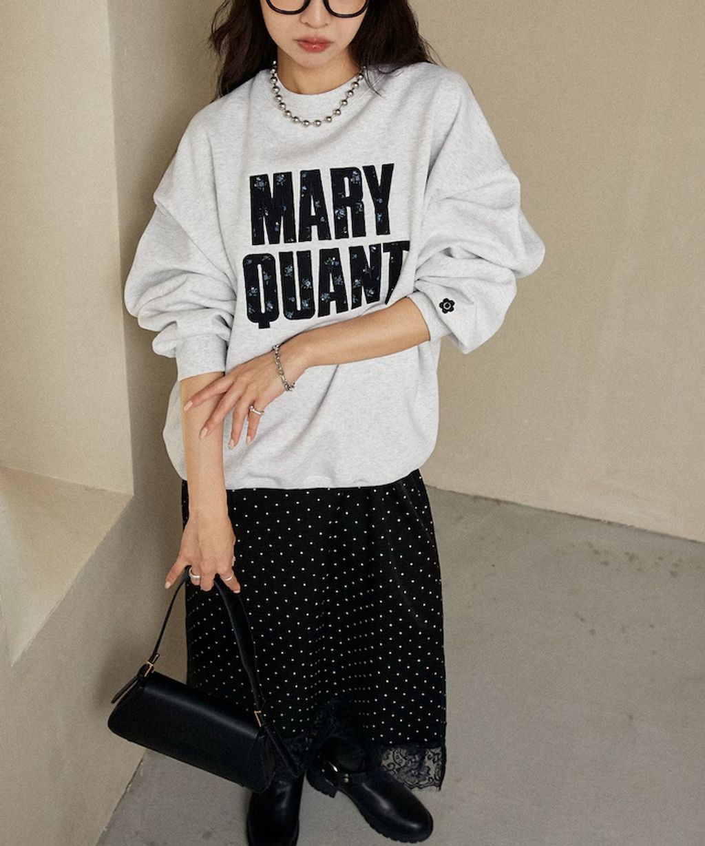 MARY QUANT 雛菊華夫紋logo字樣Oversize大學T_21