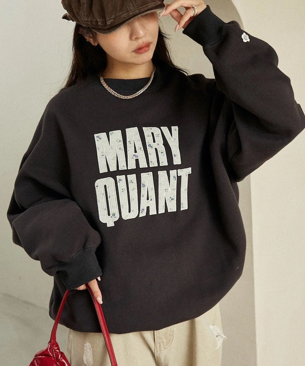 MARY QUANT 雛菊華夫紋logo字樣Oversize大學T_59