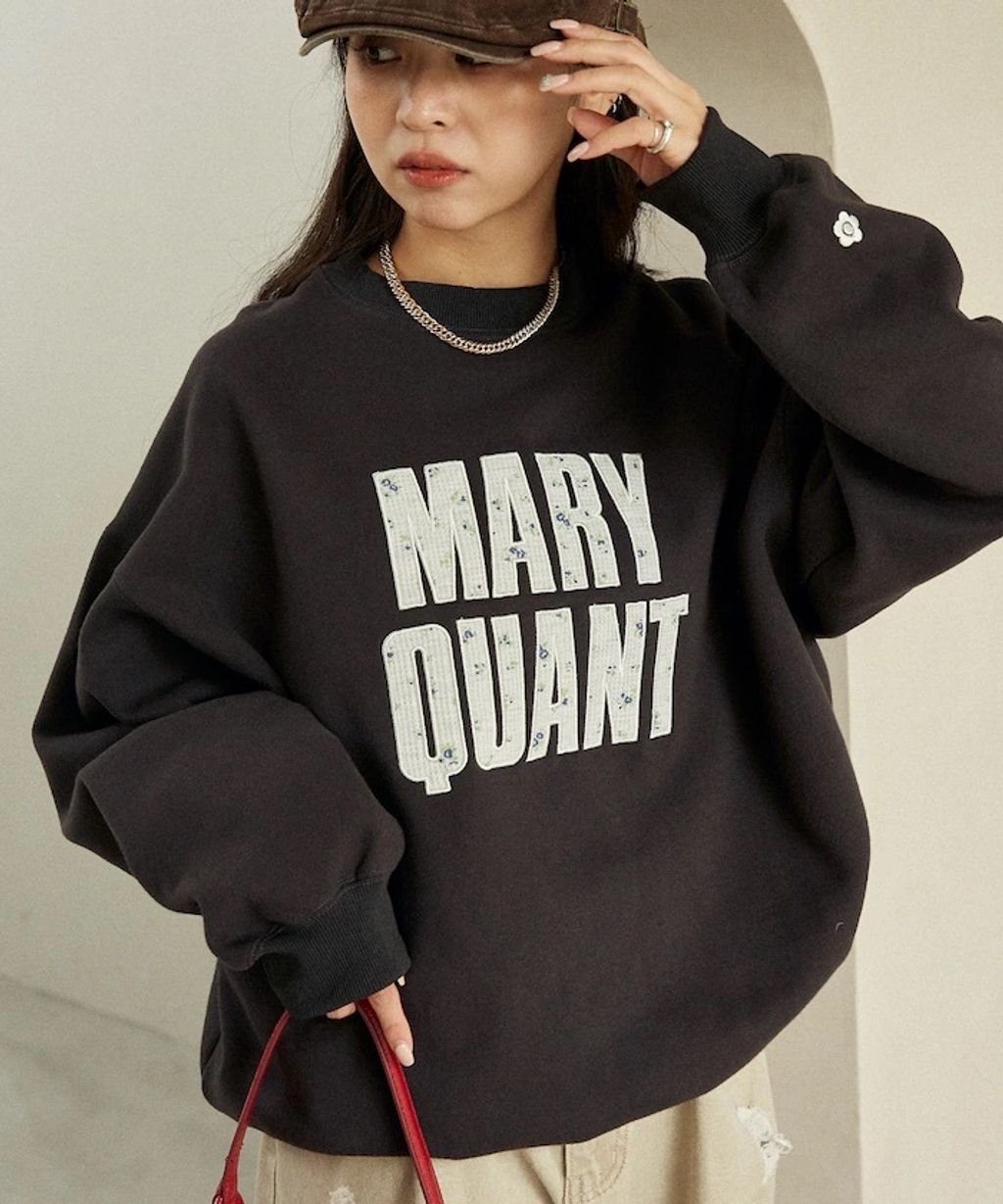 MARY QUANT 雛菊華夫紋logo字樣Oversize大學T_52