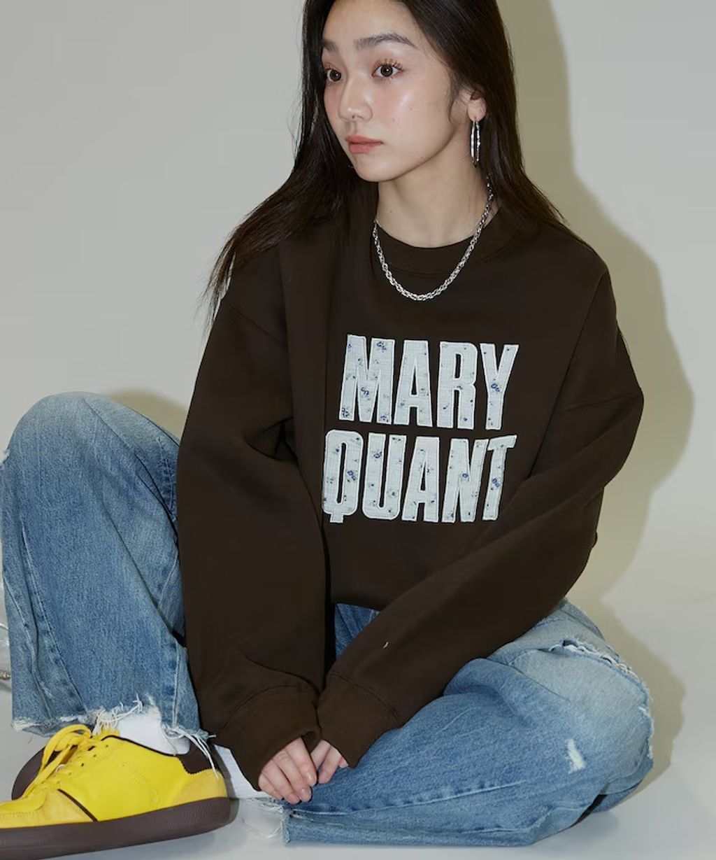 MARY QUANT 雛菊華夫紋logo字樣Oversize大學T_48