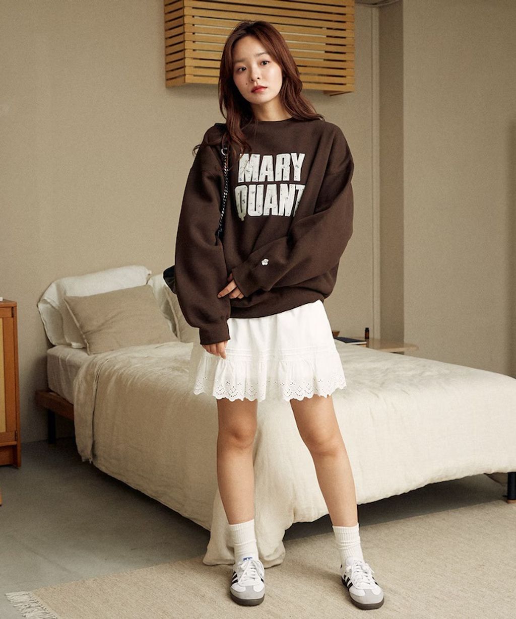 MARY QUANT 雛菊華夫紋logo字樣Oversize大學T_35