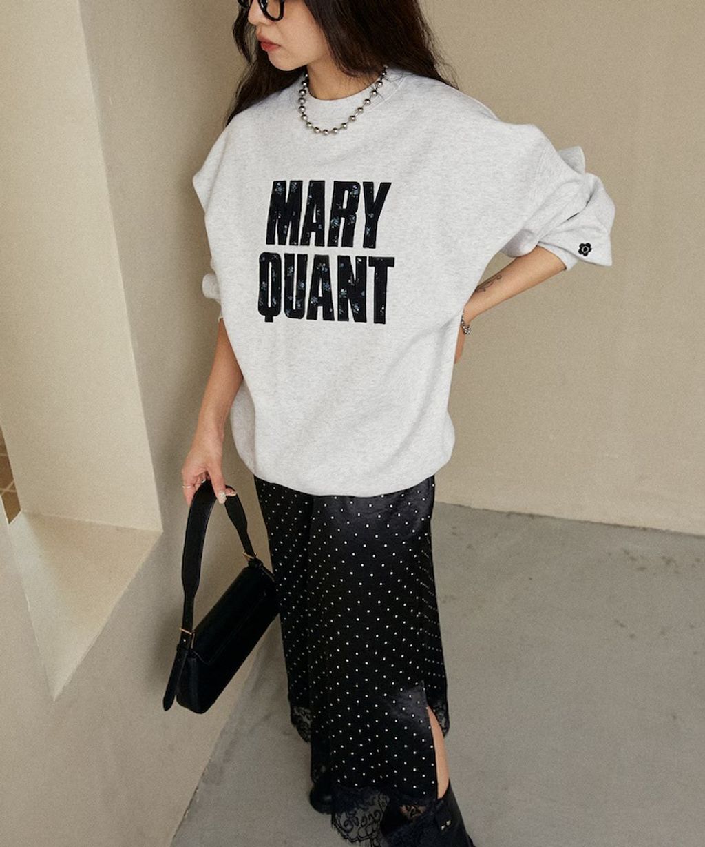 MARY QUANT 雛菊華夫紋logo字樣Oversize大學T_30