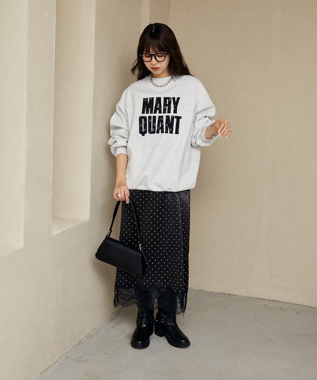 MARY QUANT 雛菊華夫紋logo字樣Oversize大學T_28