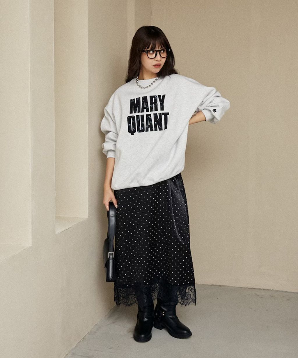 MARY QUANT 雛菊華夫紋logo字樣Oversize大學T_25