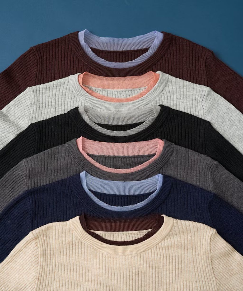 FREAKS STORE 假兩件薄紗內搭拼接羅紋薄針織上衣_9