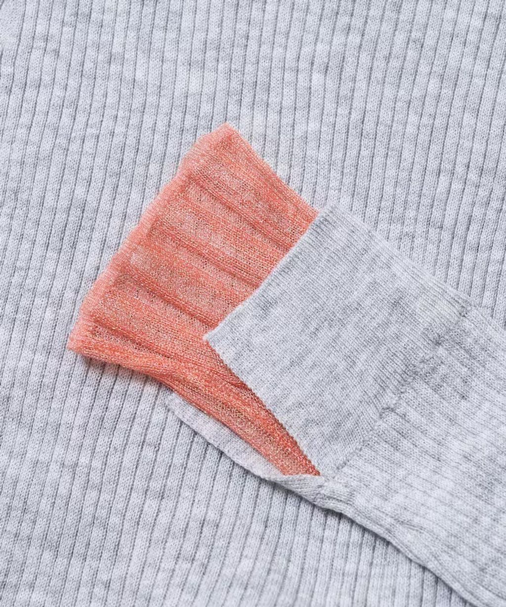 FREAKS STORE 假兩件薄紗內搭拼接羅紋薄針織上衣_55