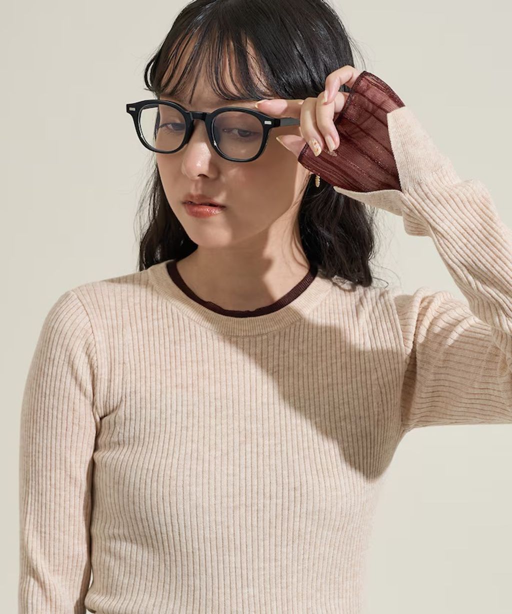 FREAKS STORE 假兩件薄紗內搭拼接羅紋薄針織上衣_36