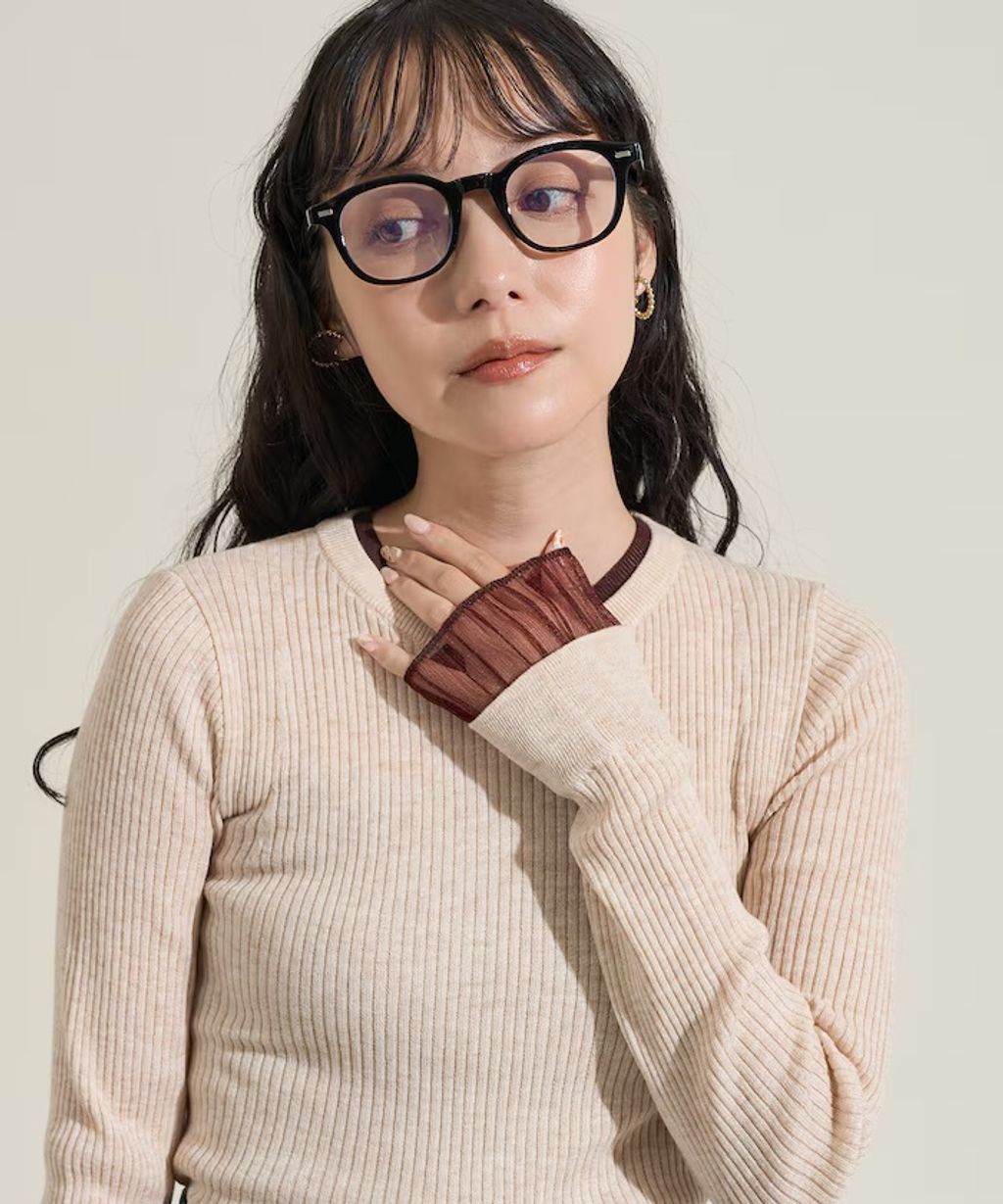 FREAKS STORE 假兩件薄紗內搭拼接羅紋薄針織上衣_35