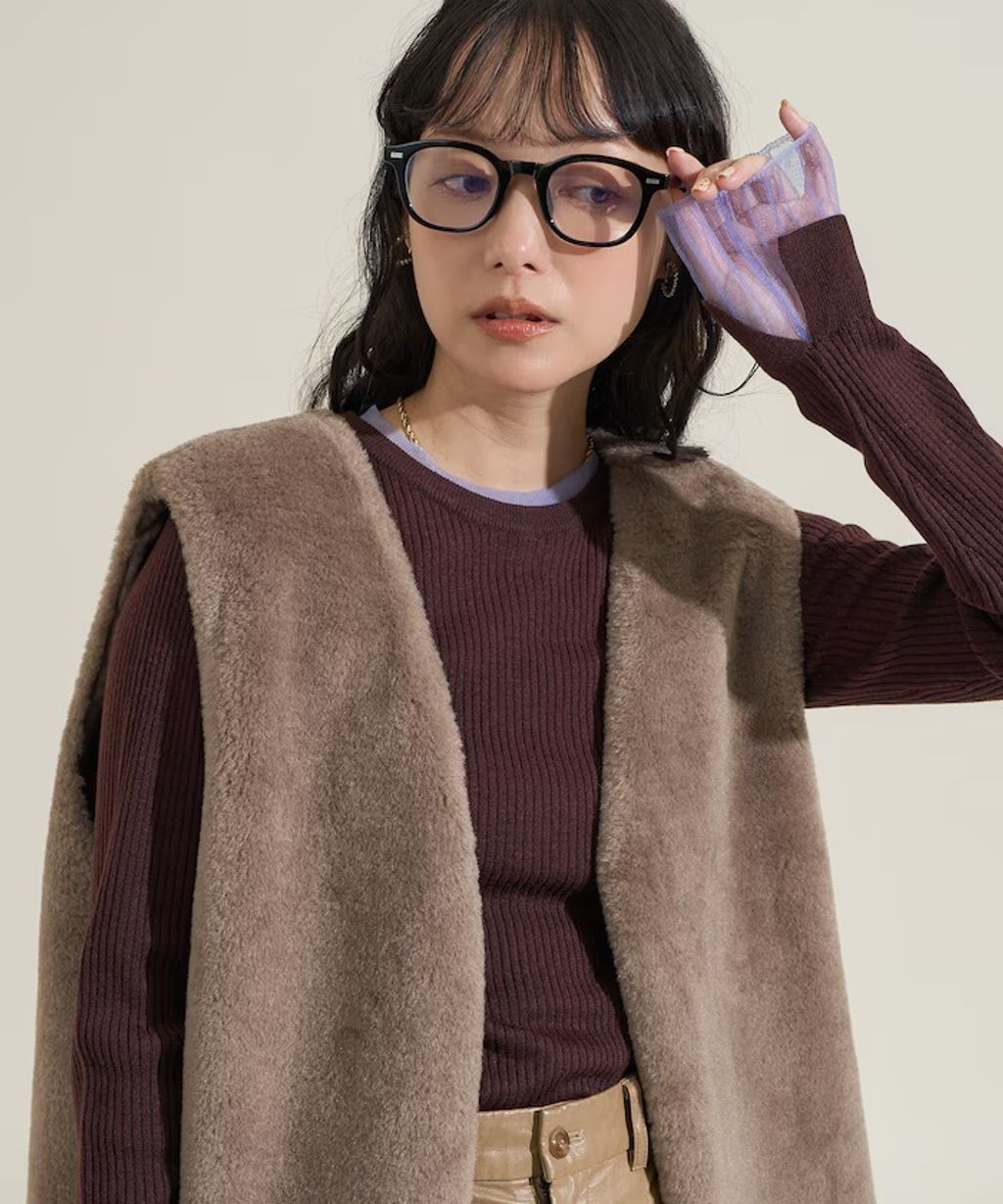 FREAKS STORE 假兩件薄紗內搭拼接羅紋薄針織上衣_27