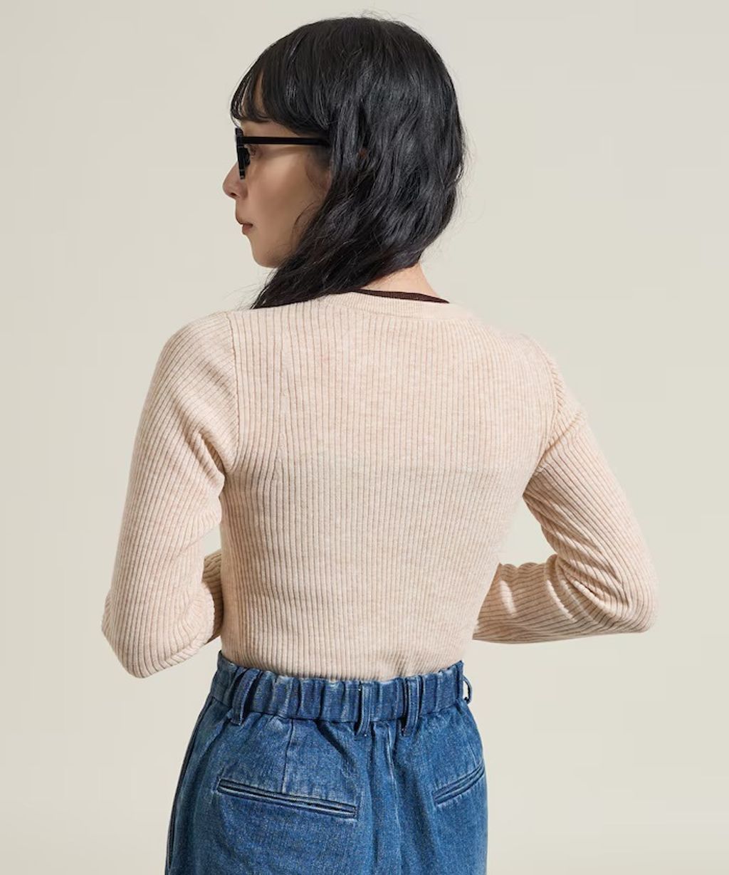 FREAKS STORE 假兩件薄紗內搭拼接羅紋薄針織上衣_34