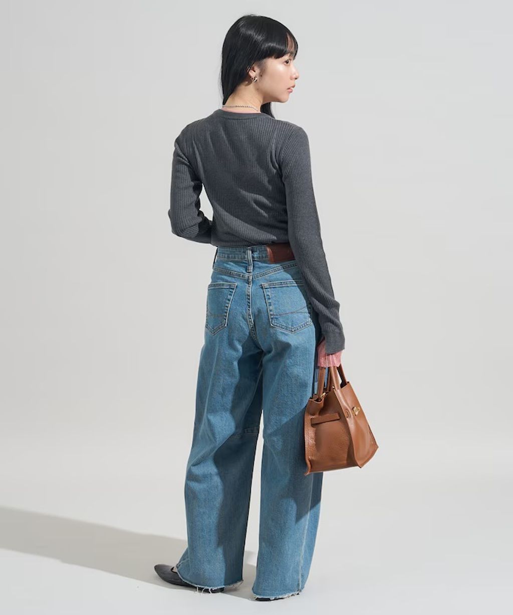 FREAKS STORE 假兩件薄紗內搭拼接羅紋薄針織上衣_40