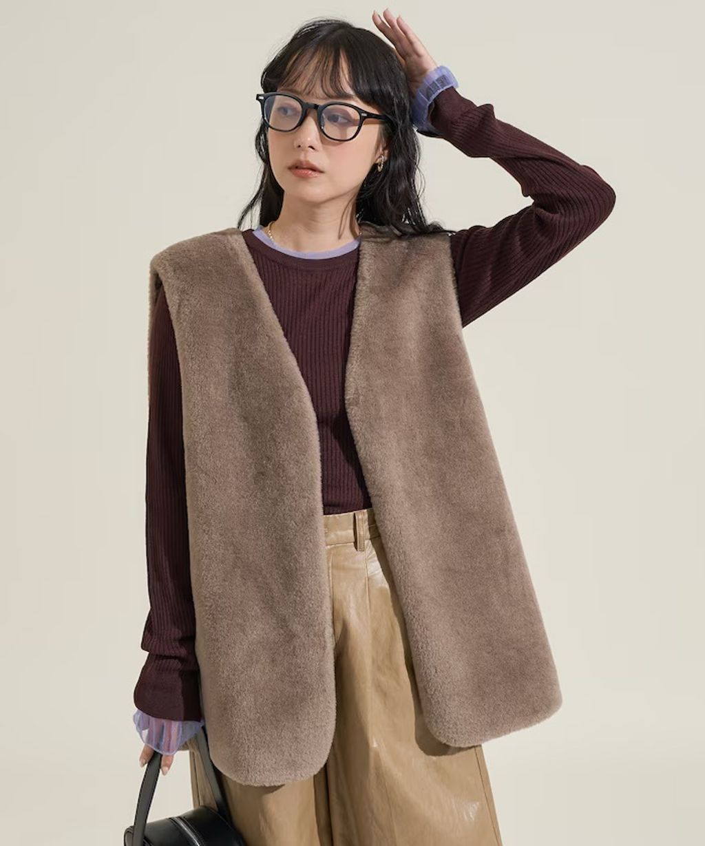 FREAKS STORE 假兩件薄紗內搭拼接羅紋薄針織上衣_23