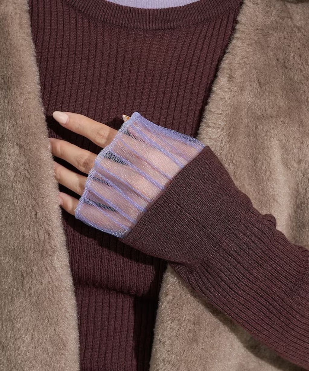 FREAKS STORE 假兩件薄紗內搭拼接羅紋薄針織上衣_28