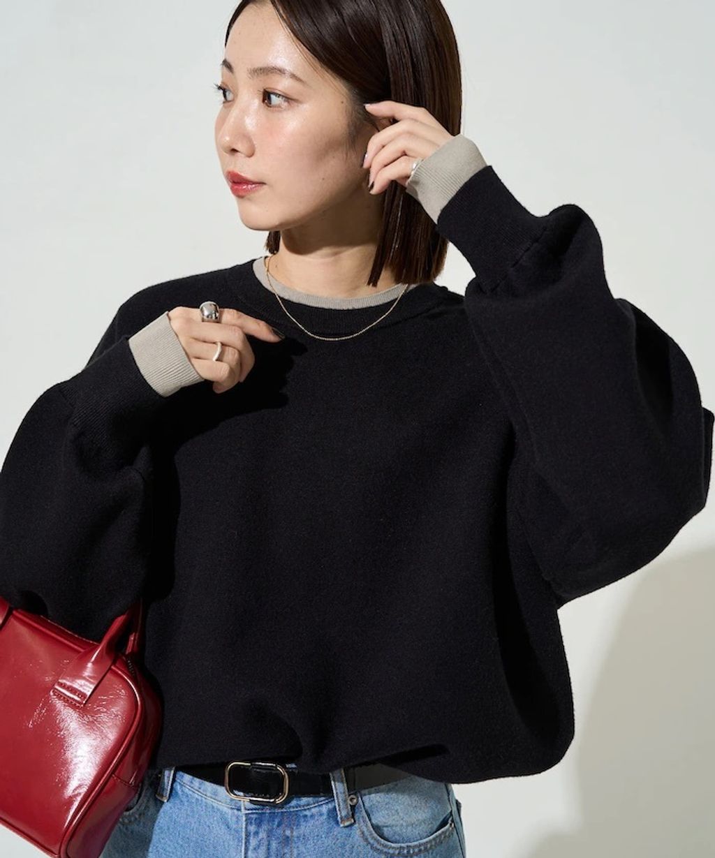 FREAKS STORE oversize輕盈保暖假兩件針織大學T_3